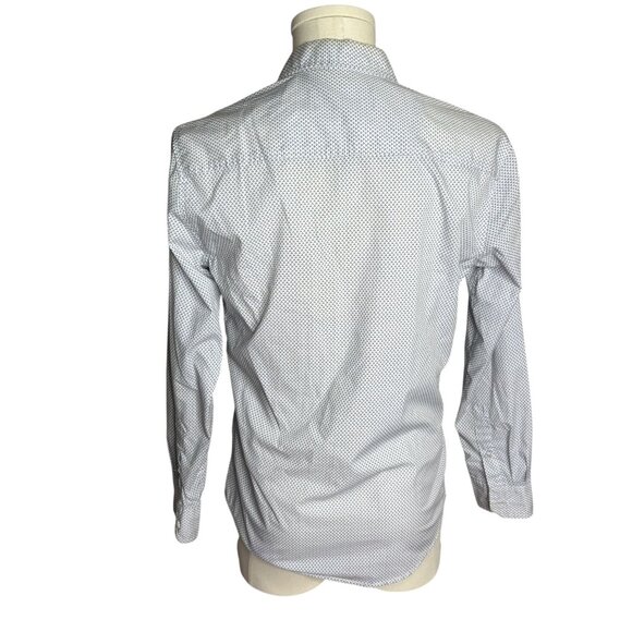 Tranquility Button Up Roll Tab Sleeve Shirt S White Blue Dots Cotton Blend - Picture 4 of 7